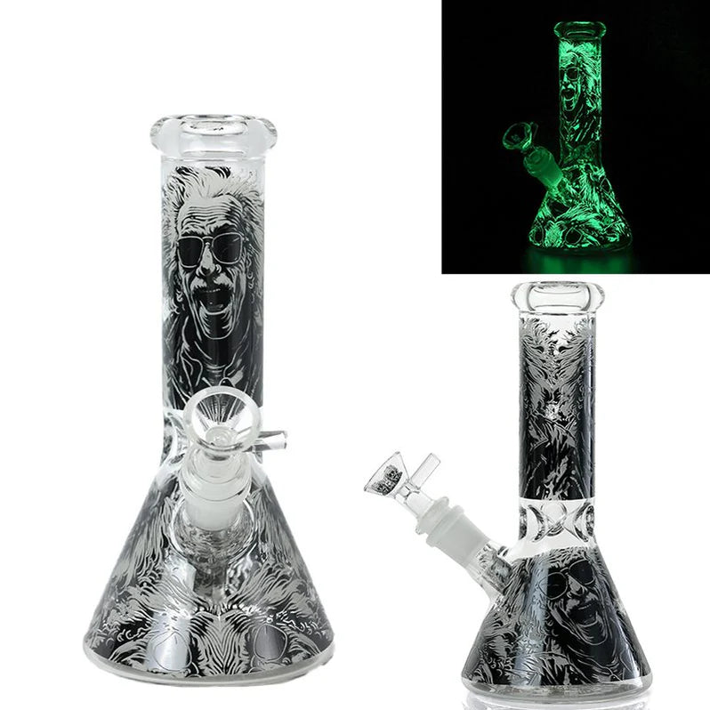 8" Glow In The Dark Glass Bong - Assorted Design