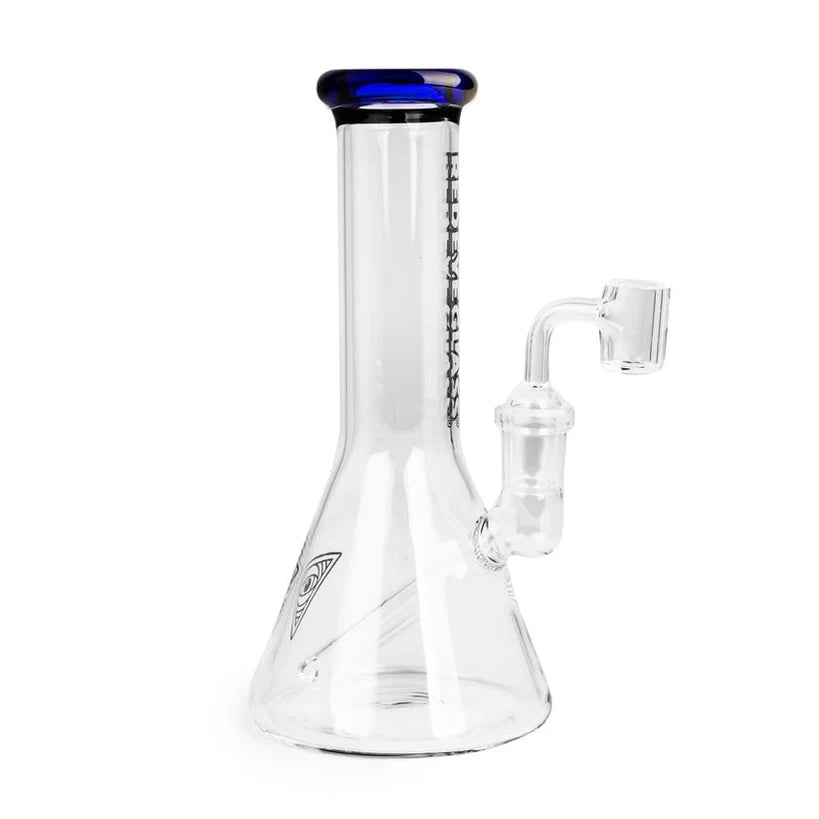 Red Eye Glass 8" Tall Blue Concentrate Beaker w/ Quartz Banger