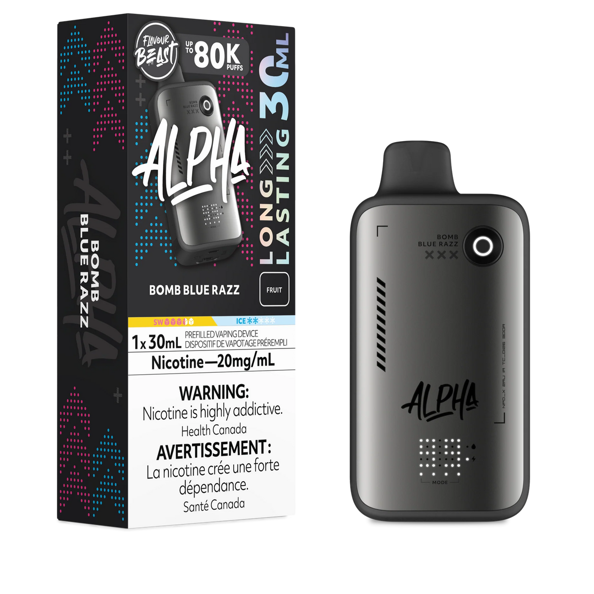 BOMB BLUE RAZZ FLAVOUR BEAST ALPHA 80K