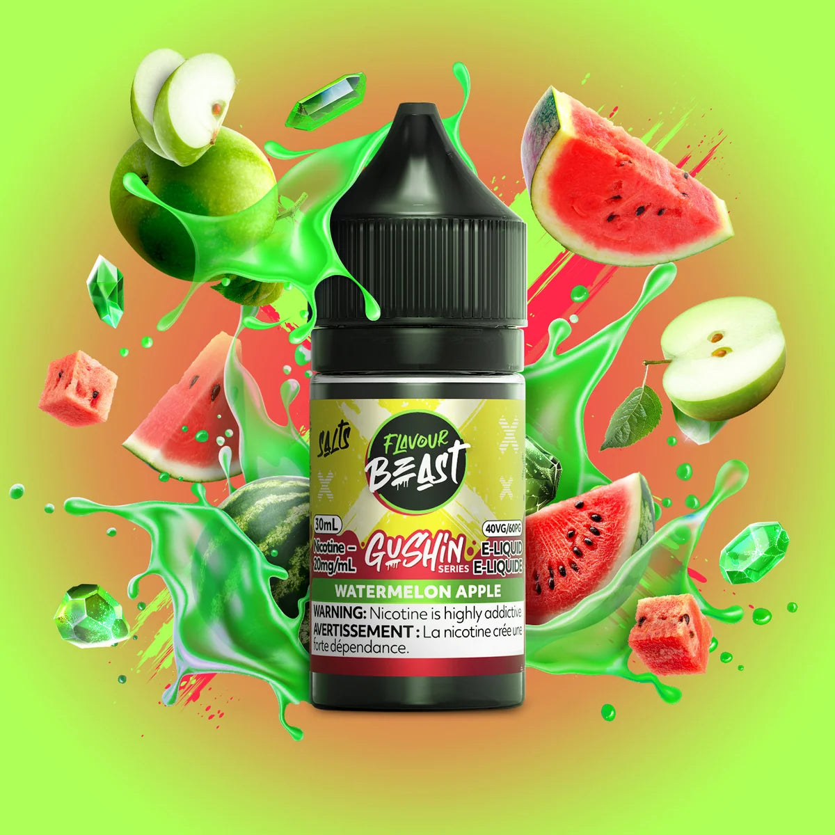 FLAVOUR BEAST E-LIQUID - GUSHIN WATERMELON APPLE