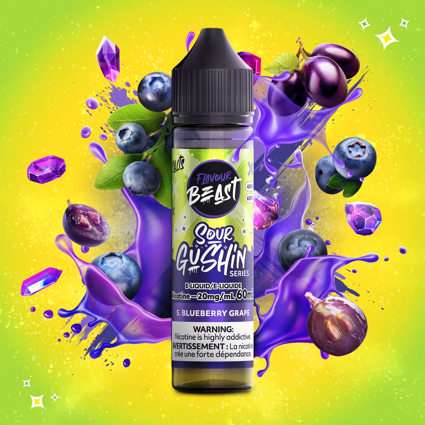 Sour Gushin Blueberry Grape by Flavour Beast Salts 60ml