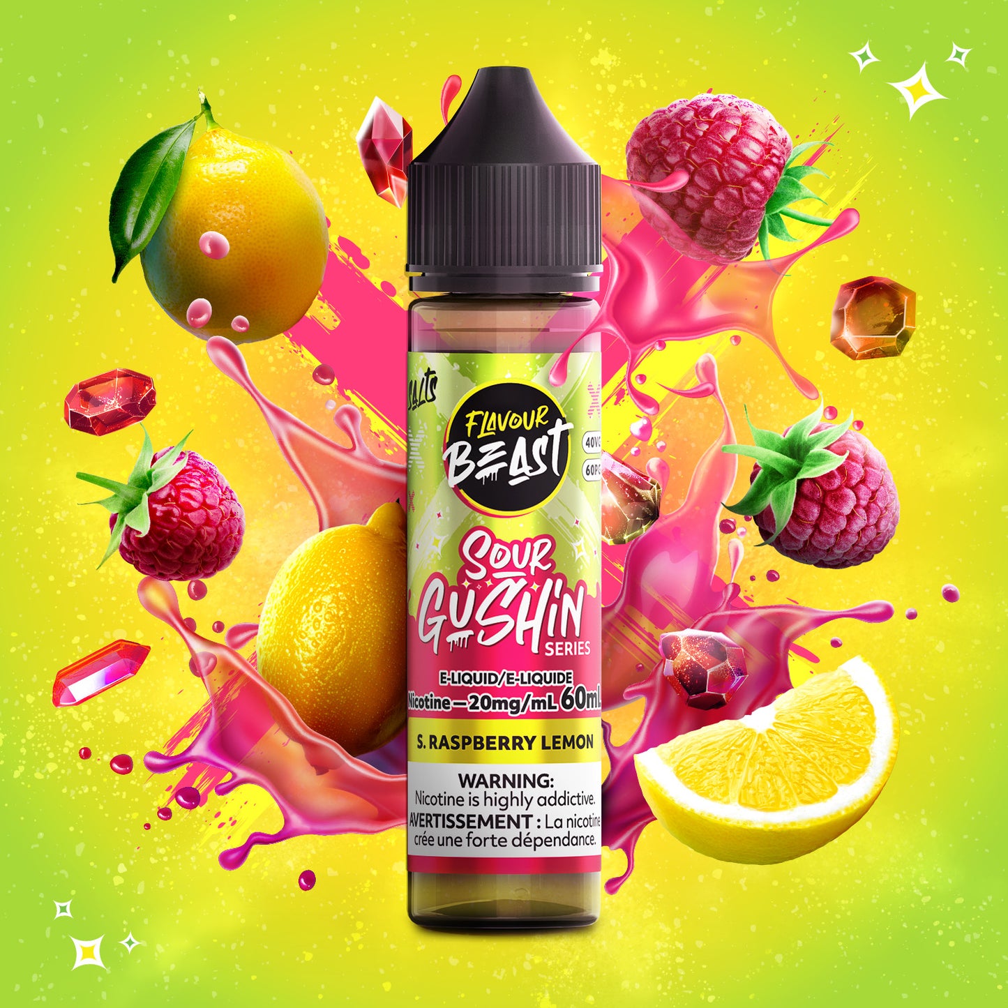 Sour Gushin Raspberry Lemon by Flavour Beast Salts 60ml