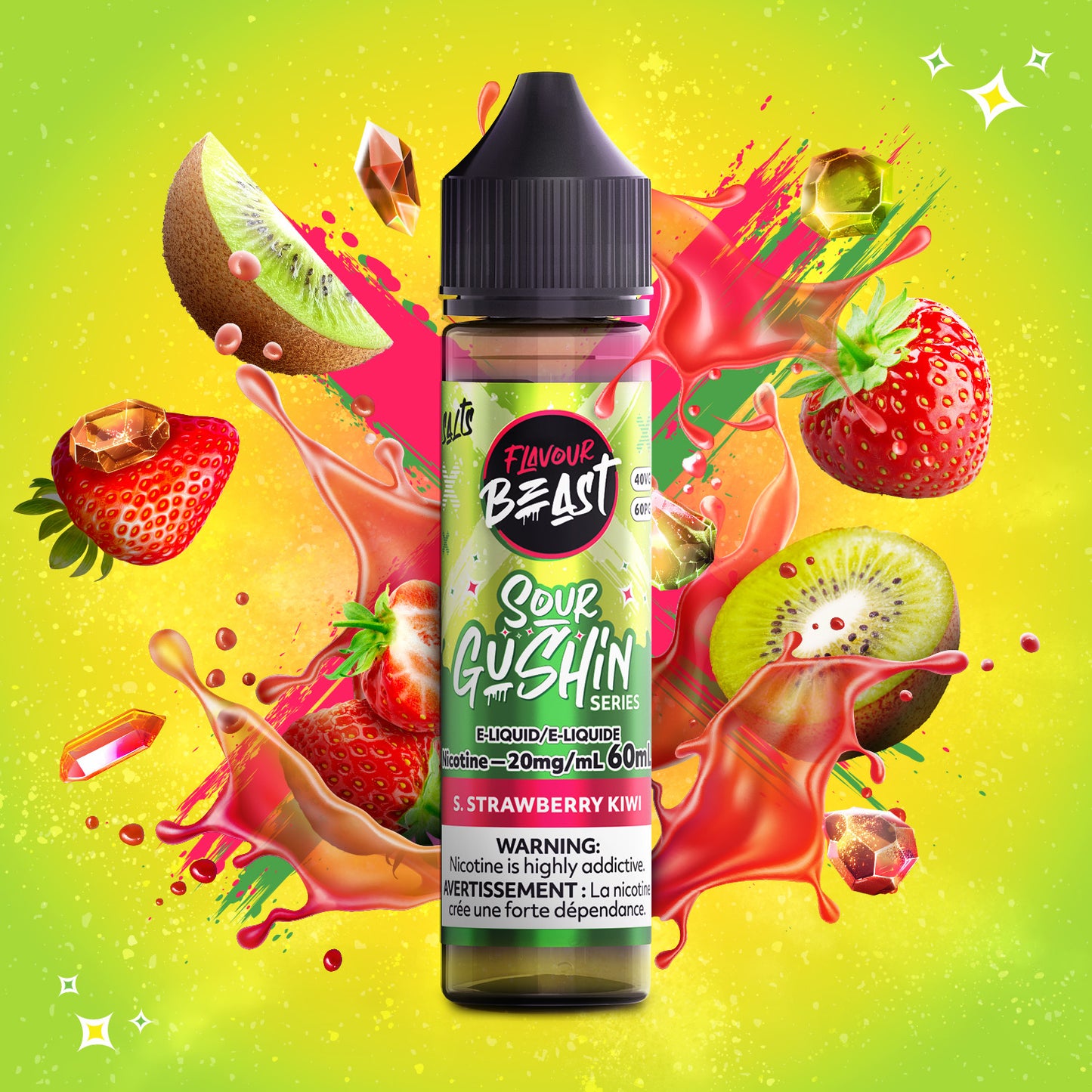 Sour Gushin Strawberry Kiwi by Flavour Beast Salts 60ml