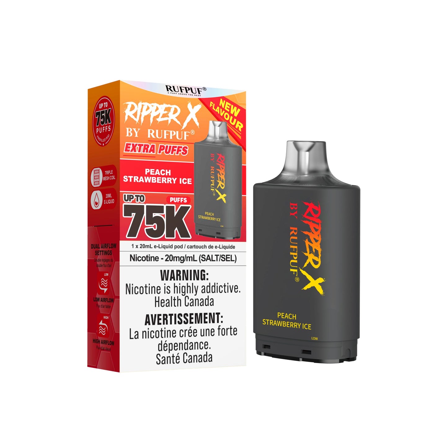 PEACH STRAWBERRY ICE BY RIPPER X 75K POD