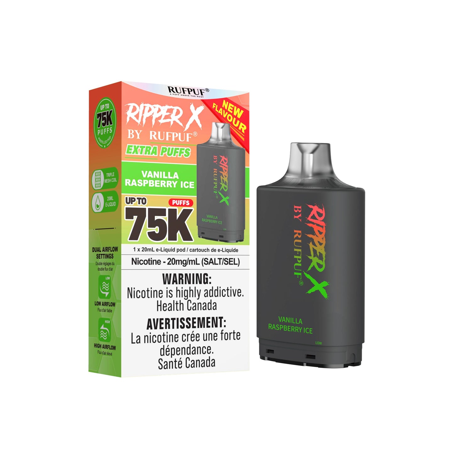 VANILLA RASPBERRY ICE BY RIPPER X 75K POD