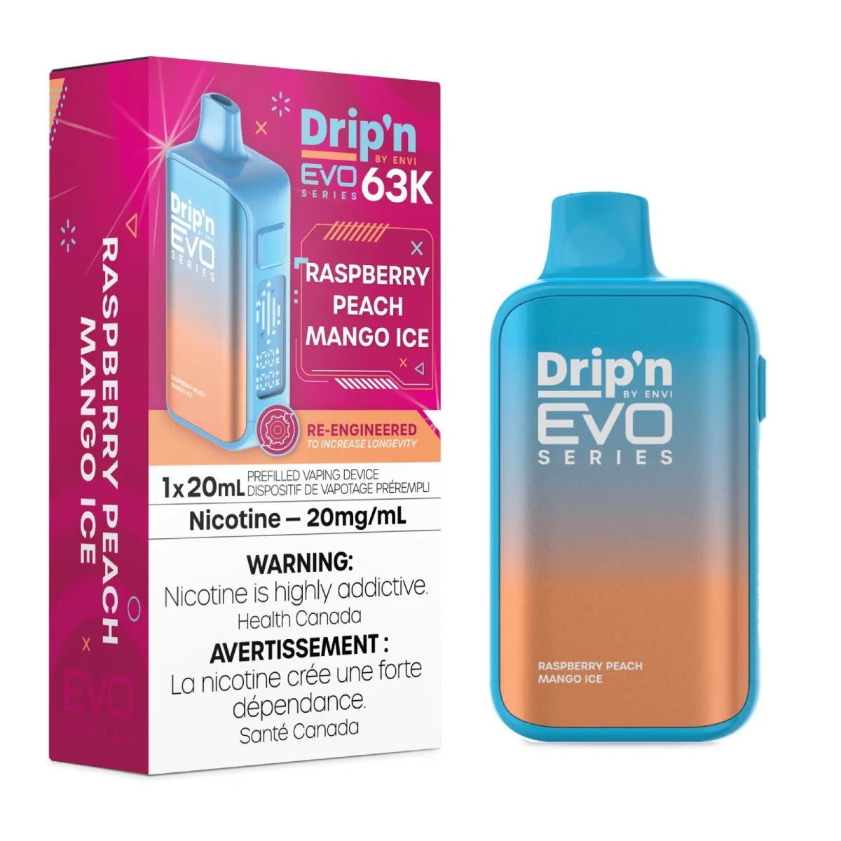 DRIP'N BY ENVI EVO 63K | RASPBERRY PEACH MANGO ICE