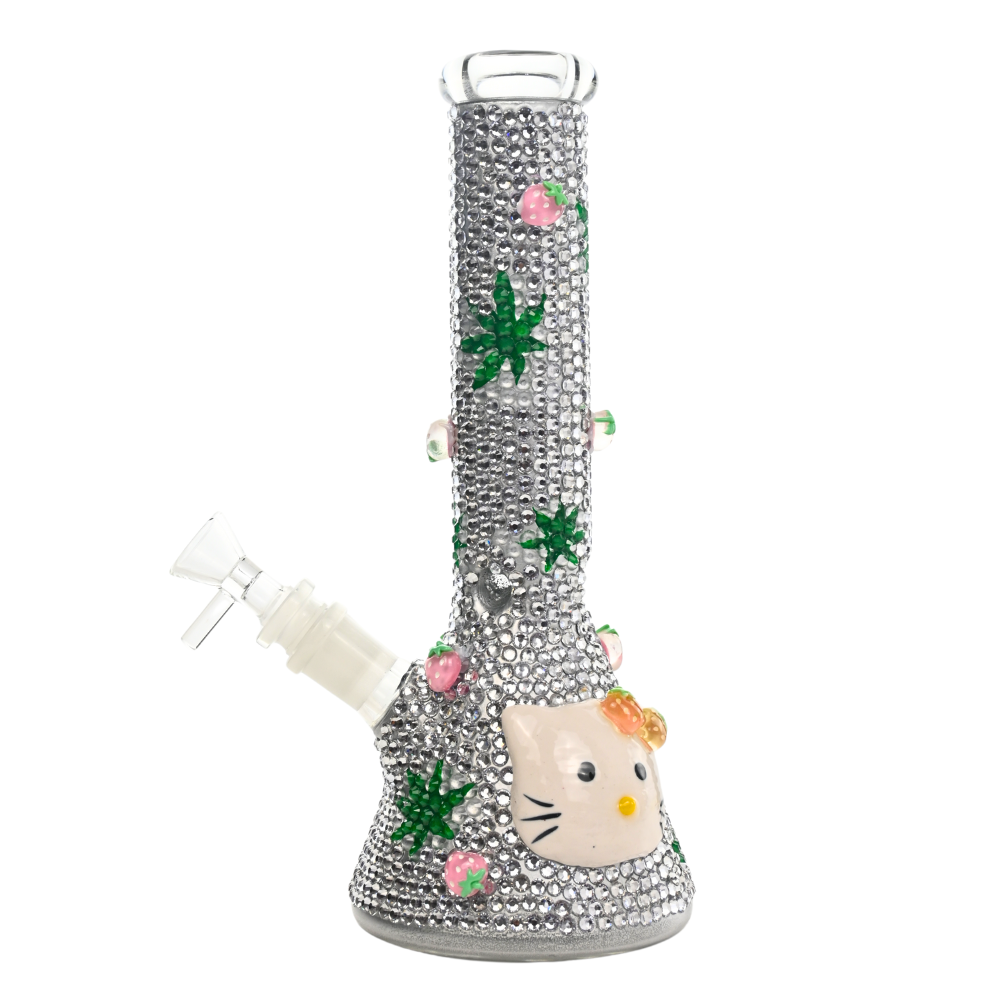 12" 7mm Sparkle Kitty Leaf Glass Bong