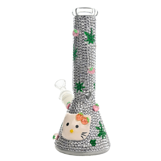12" 7mm Sparkle Kitty Leaf Glass Bong