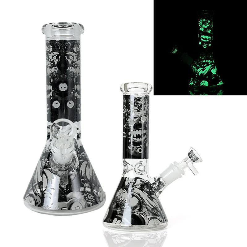8" Glow In The Dark Glass Bong - Assorted Design