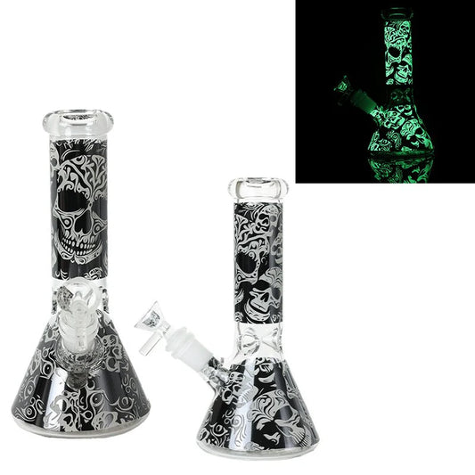 8" Glow In The Dark Glass Bong - Assorted Design