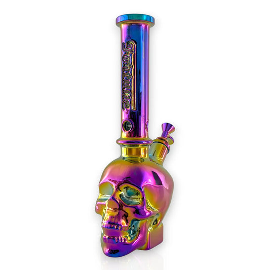 14" Electroplated 7MM Skull Bong