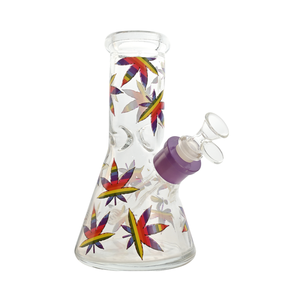 8" Rainbow Leaf Glass Bong 9-in-1 Dab Kit