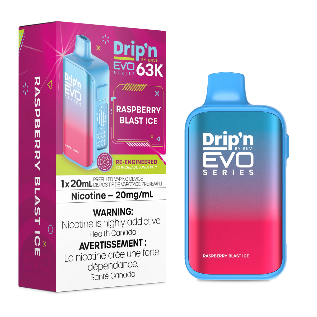 RASPBERRY BLAST ICE DRIP'N EVO 63K