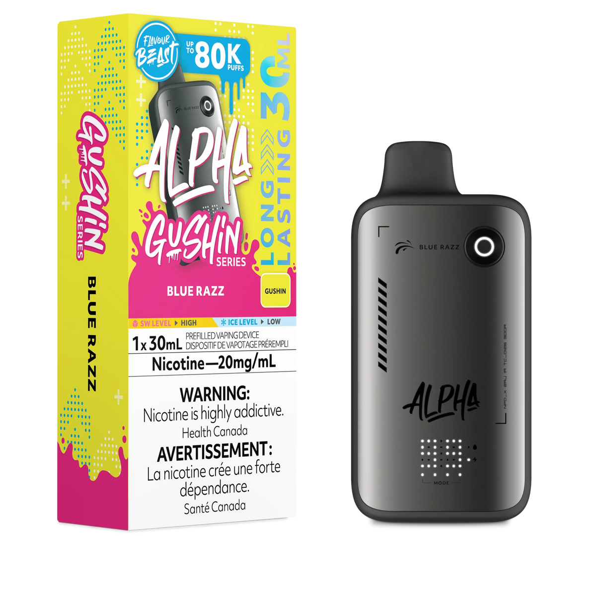 GUSHIN BLUE RAZZ FLAVOUR BEAST ALPHA 80K