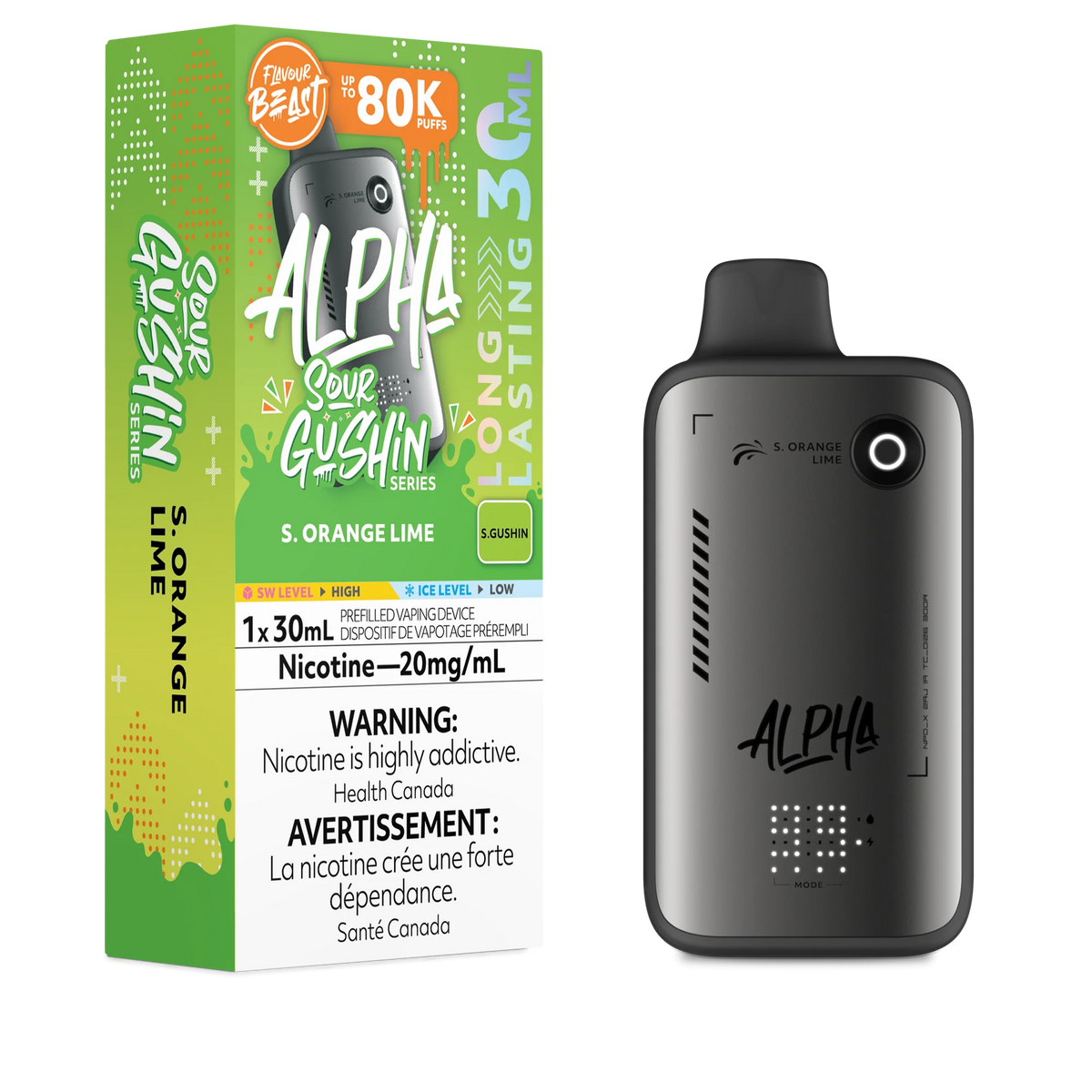 S. ORANGE LIME FLAVOUR BEAST ALPHA 80K - SOUR GUSHIN SERIES