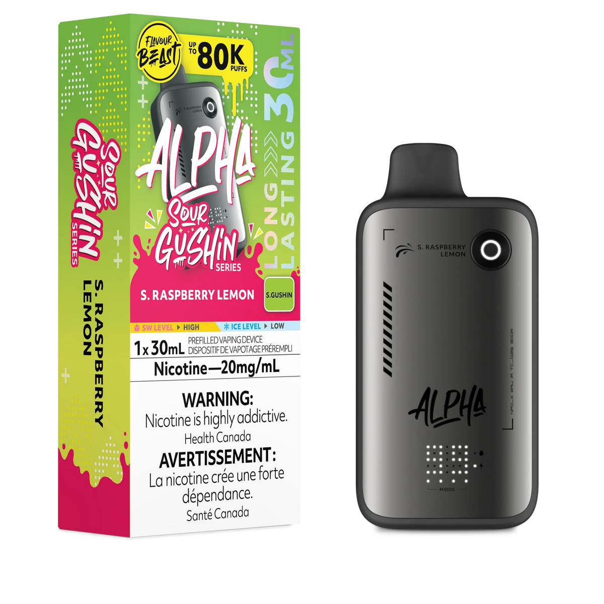 S. RASPBERRY LEMON FLAVOUR BEAST ALPHA 80K - SOUR GUSHIN SERIES