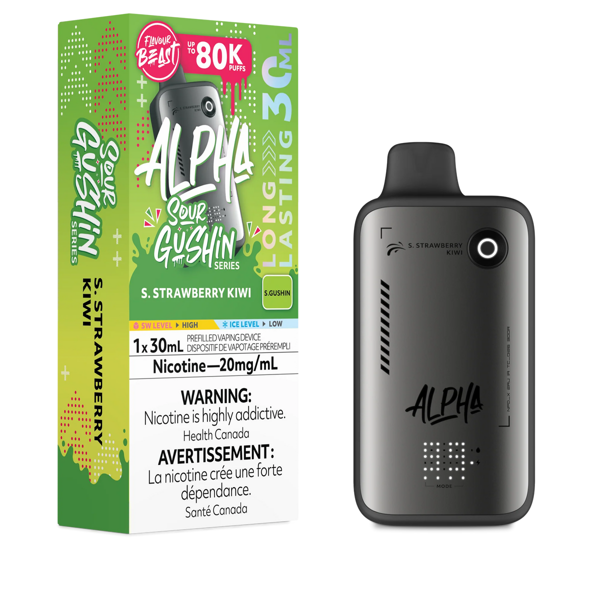 S. STRAWBERRY KIWI FLAVOUR BEAST ALPHA 80K - SOUR GUSHIN SERIES