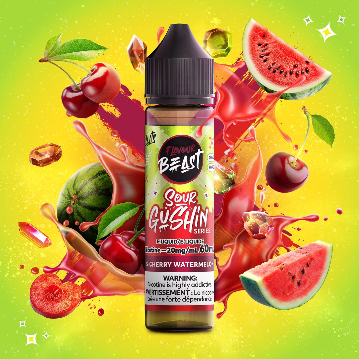 Sour Gushin Cherry Watermelon by Flavour Beast Salts 60ml