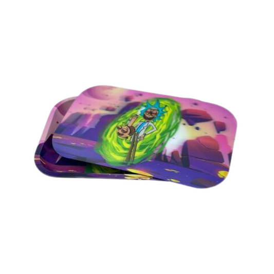 Rick and Bongity Metal Rolling Tray + 3D Magnetic Cover - Medium