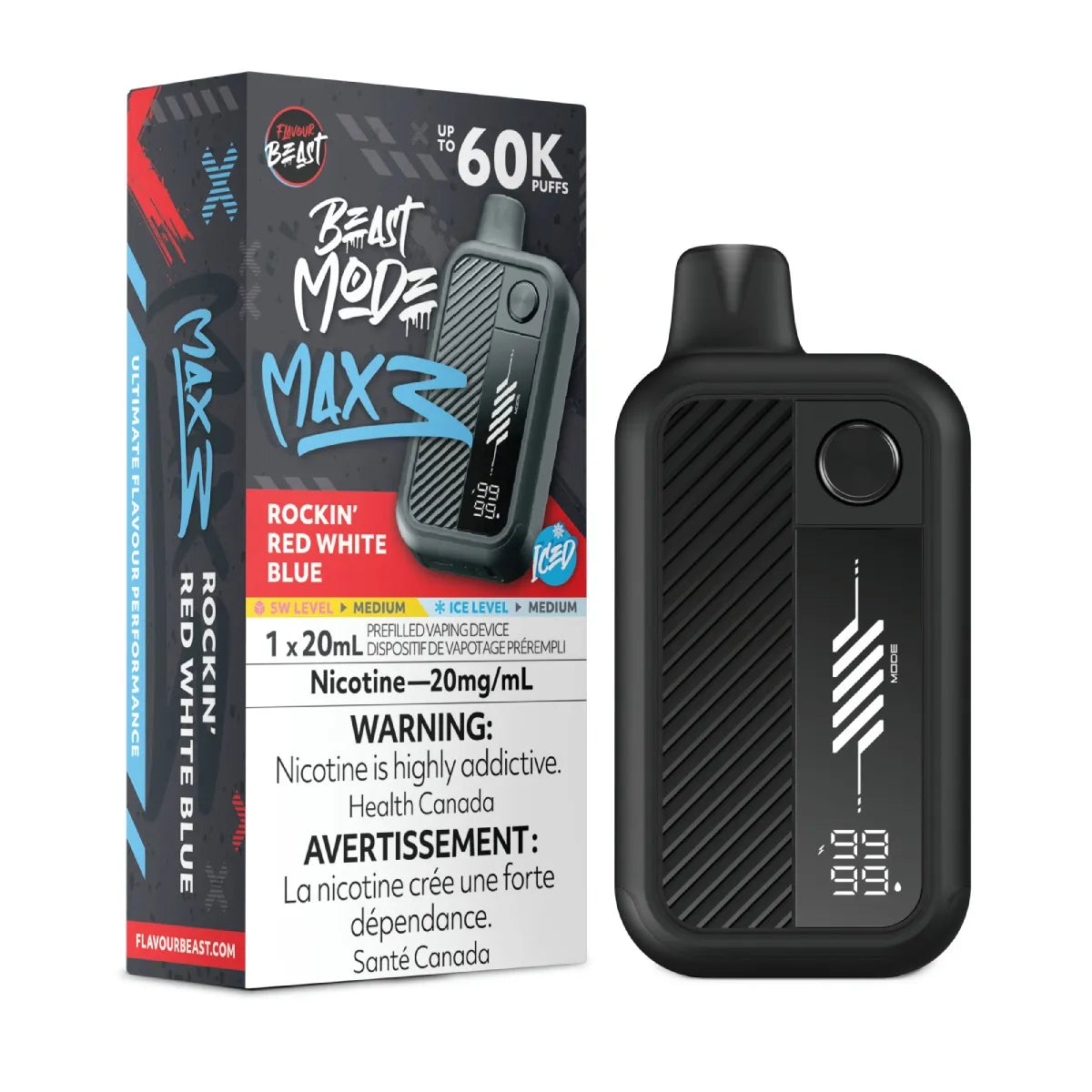 FLAVOUR BEAST | BEAST MODE MAX 3 | ROCKIN RED WHITE BLUE (ICED)